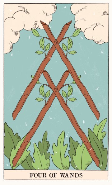Четворка Жезли (Four of Wands) - Таро карта значение